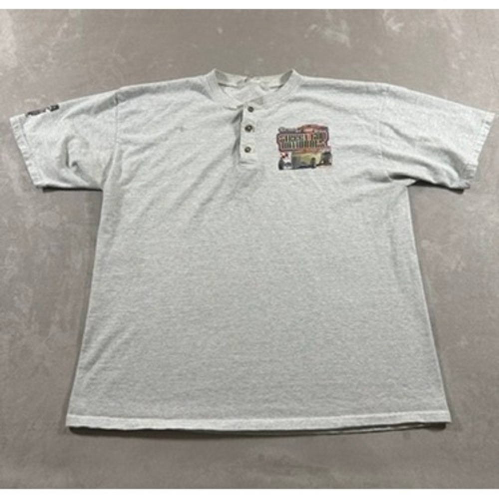 NSRA Henley Shirt Mens Street Rod Nationals Vintage 90s XL Gray